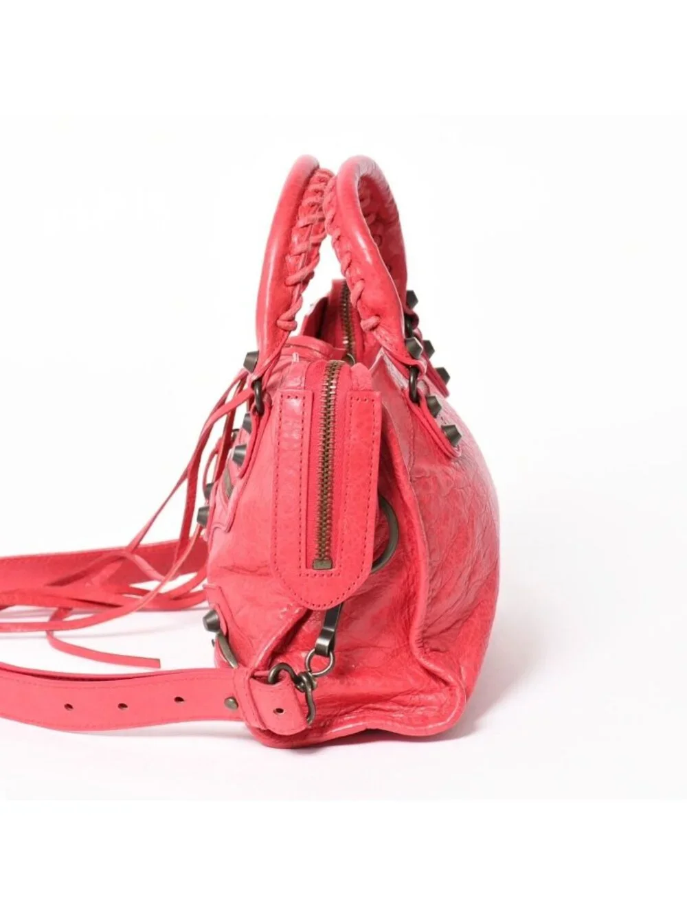 Balenciaga Classic Mini City 2-Way Shoulder Bag Leather Red Pink